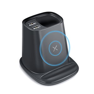 Portapenne in paglia di grano ecologico supporto per <span class=keywords><strong>telefono</strong></span> caricabatterie Wireless con hub USB e caricabatterie - Product Image 6