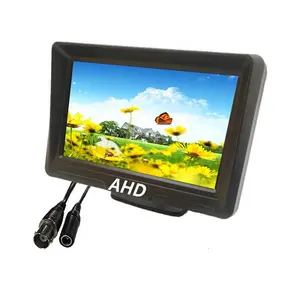 12V AHD หน้าจอแสดงผล IPS แบบสแตนด์อะโลนพร้อมสายนำทาง BNC อินพุตต่ำสุดราคา5นิ้วจอ LCD CCTV CVBS Mini Car Monitor