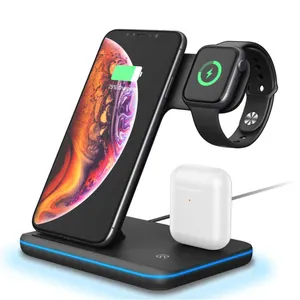 Wireless Charger 3 in 1 Qi 15W Fast Charging Stand for Apple Watch 5 4 3 Airpods Pro Station Dock For iPhone 11 XS XR X 8