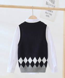 Gilet <span class=keywords><strong>sans</strong></span> manches pour enfants, uniforme scolaire, style preppy vintage, col en V, gilet en tricot pour adolescentes, vêtements d'extérieur - Product Image 5