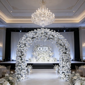 Mur de fleurs artificielles rose et blanc - Product Image 1