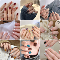 24 Uñas Postizas Color Piel, Forma Stiletto Cuadrada, ABS Reutilizables, con Logotipo Personalizado para Uso Diario