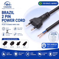 Cable de Alimentación INMETRO Brasil, 2 Pines C7 NBR 14136 Tipo C 10A 250V 1m 2x0.75mm2, Cable de Cobre para Iluminación, OEM ODM, Directo de Fábrica