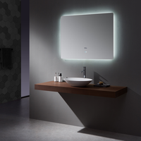 Miroir de salle de bain LED sans cadre de luxe, anti-buée, rétroéclairé, intelligent, avec capteur tactile, horloge et affichage de la température