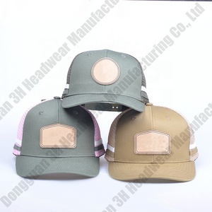 Cấu hình cao 6 Bảng điều khiển lưới bóng chày gorras da vá logo trucker cap 2 bên sọc cấu trúc tùy chỉnh Trucker mũ - Product Image 2