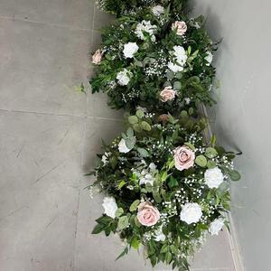 Boules de fleurs décoratives blanches et vertes, centres de table floraux, grandes boules de roses en soie, fleurs artificielles pour mariage - Product Image 6
