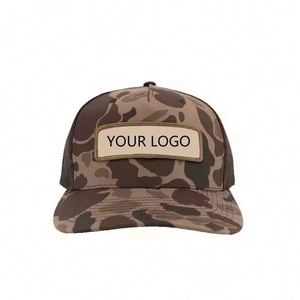 Casquettes Trucker 5 Panneaux en Maille Souple Camouflage Tendance avec Patchs en Cuir PU Diamant Personnalisés et Visière Courbée – Casquette Trucker A-Frame - Product Image 2
