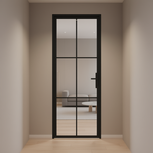 Porte en aluminium avec panneau en verre noir mat 32,7x79,3 Design minimaliste intérieur Porte insonorisée - Product Image 2