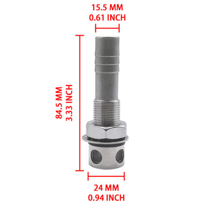 316 Marine Grade Stainless Steel Straight Fuel Water Tank Vent, 16mm 5/8" Hose Barb Tank Breather Vent Fitting with Gasket - Product Image 2