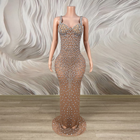 Robe de soirée sirène en maille transparente ornée de strass pour femme, collection Novance Y5510-D, produit phare 2026, marque de luxe, pour fêtes formelles