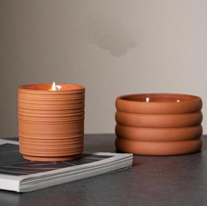 Terracotta Clay <b>Candle</b> <b>Jar</b> Handmade Rustic Decorative Pot Natural Eco Friendly Material Durable Heat Resistant Perfect Home - Product Image 2