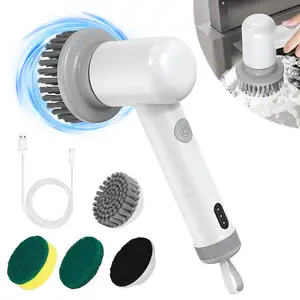 Kitchen Wash Pot Dish Electric Scrubbing Brush Spin Scrubber With 4 Replaceable Brush Heads Electric Cleaning Brush