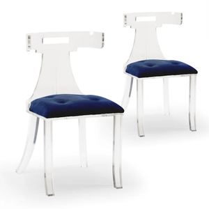 Chaise de mariage en velours, meubles d'hôtel, chaises de maquillage pour chambre à coucher, chaises de salle à manger en acrylique à dossier <span class=keywords><strong>transparent</strong></span> - Product Image 1