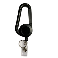 Porte-clés rétractable personnalisable noir en ABS avec impression de logo disponible – En stock