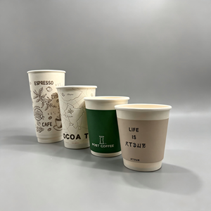 Gobelets en papier jetables haute rigidité, logo personnalisé imprimé, simple ou double paroi, pour café, thé, lait, jus - Product Image 1