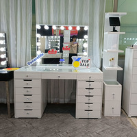 En stock aux États-Unis ! Table de maquillage de salon de luxe Docarelife avec miroir de coiffeuse