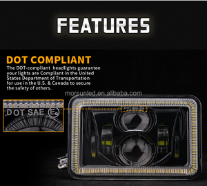 Faro LED cuadrado <span class=keywords><strong>de</strong></span> 4x6 pulgadas, 72W, para Freightliner, camiones, Hi/Lo, Halo, <span class=keywords><strong>Angel</strong></span> Eyes, DRL, para motocicleta Peterbilt - Product Image 4