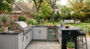 Cuisine barbecue extérieure  et station de grill pour villas <span class=keywords><strong>Four</strong></span> électrique encastré sur mesure et gril en acier inoxydable - Product Image 3