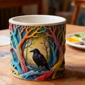 YS Habitat Crow Candle Jars Moldes de silicona Caja de almacenamiento de yeso Contenedor de velas Molde de fundición DIY Fabricación de macetas de hormigón - Product Image 4