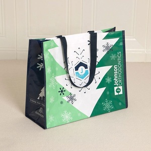 Bolsas de compras brillantes no tejidas de Navidad bolsa de comestibles reutilizable personalizada - Product Image 1