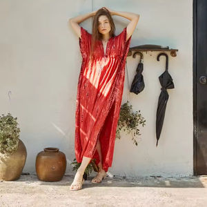 Usine nouveau Design Unique caftan pour printemps été ethnique bohème imprimé manches chauve-souris vacances cravate teinture couverture 3D motif plage - Product Image 1