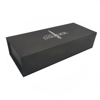 Impression personnalisée Emballage en carton rigide noir mat écologique pour bijoux Boîte en papier cadeau pliable en papier à rabat magnétique