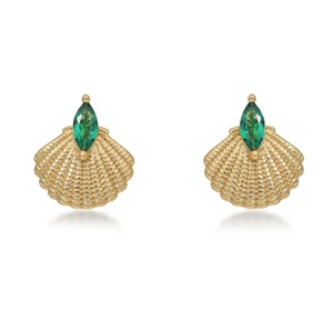 Milskye hermoso 2024 joyería de <span class=keywords><strong>moda</strong></span> fina personalizada 925 Plata 18K chapado en oro <span class=keywords><strong>Pamela</strong></span> Shell Stud pendientes - Product Image 6