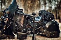 Kit de carénage en cuir noir fait main avec franges pour moto, ensemble pare-brise et sacoches personnalisés pour motos Indian Harley Cruiser