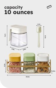Condiment Container Seasoning Box <b>Spice</b> <b>Jars</b> Spoon Salt Sugar Glass Transparent Storage Pots Set of 3 With Lids and Spoons - Product Image 6