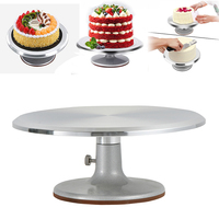 Table rotative verrouillable en alliage d'aluminium, plateau de décoration de gâteaux lisses de 12 pouces
