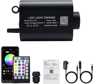 JINXIN 12W Projecteur à fibres optiques RVBW pour voiture avec contrôle APP/télécommande, éclairage intérieur pour décoration étoilée - Product Image 1