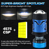 Projecteur Bi-LED H4 Mini Haute Puissance 100W 12V-24V, Ampoule de Phare 10000 Lumens 6000K Blanc, Feux de Brouillard et Feux de Route pour Voiture et Moto