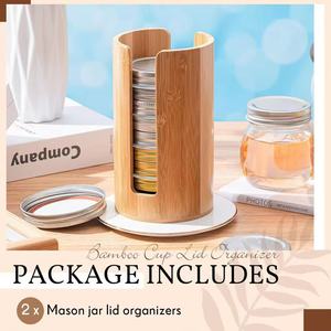 Bamboo Mason <b>Jar</b> Lid Organizer Cylinder Stackable <b>Storage</b> Holder <b>for</b> <b>Kitchen</b> Use - Product Image 1