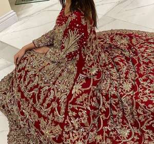 Royal lourd mariée indienne pakistanaise étage longueur robe cristal perles de verre broderie élégante tenue de mariage 2025 - Product Image 1