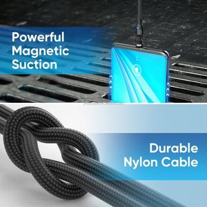 540 Rotating Magnetic Charging Cable1M 2M 3M 3 in 1 Nylon Braided Magnetic USB Cable for iphone samsung Micro USB/<b>Type</b> <b>C</b> Device - Product Image 3