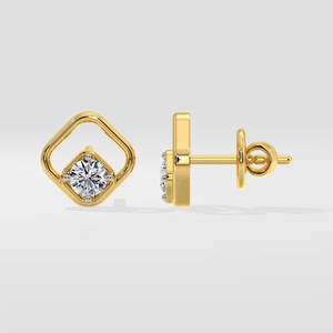 Boucles d'oreilles clous en diamant de laboratoire de forme ronde, or jaune 14 carats, certifiées, fabrication indienne, vente en gros, bijoux fins pour femmes - Product Image 1