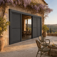 Porte coulissante modulaire à persiennes, ensemble complet avec rail, montage facile, écran d'intimité pour gazebo de jardin