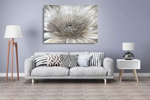 Pintura de Arte Moderno, pintura al óleo de cabeza de flor de Margarita blanca, lienzo envuelto, decoración de pared - Product Image 3