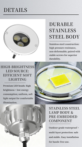 Luces Subterráneas Modernas INGROUND-105, IP67 Impermeables, 600Lm, DC24V, 5500K, para Plazas, Caminos de Entrada, Jardines, Personalizables - Product Image 6