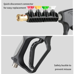 Hochdruckreiniger-Pistole Max 5000PSI Schwarz Keine Stromversorgung Erforderlich Kompatibel mit Schaumkanone 4 Düsenaufsätze Verlängerungsstab - Product Image 3