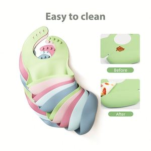BPA Free Food Grade <b>Waterproof</b> <b>Silicone</b> Baby Bibs Microwave Dishwasher Safe Soft Toddler Feeding Bibs - Product Image 3
