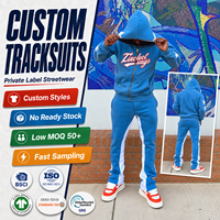 Ensemble de survêtement personnalisé pour homme avec sweat à capuche zippé et pantalon de jogging, motif graphique color block superposé, 2 pièces, style streetwear, OEM, marque privée
