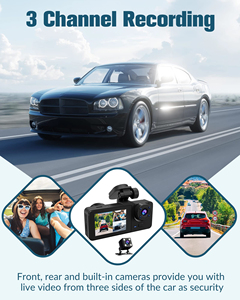 Caméra de tableau de bord 3 canaux, caméra avant et arrière à l'intérieur de la voiture, Dvr, <span class=keywords><strong>Dashcam</strong></span>, caméra de tableau de bord à 3 objectifs, nouveauté - Product Image 5