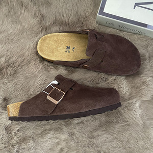 Dropshipping Original Marque Qualité Extérieur Plat Mule Sabot Birken <span class=keywords><strong>Style</strong></span> Cuir Véritable Daim Liège Pied Lit Solide Femmes Hommes <span class=keywords><strong>Sandale</strong></span> - Product Image 6