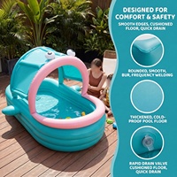 Piscine gonflable pour enfants avec auvent solaire, motif poisson à grande bouche, pour la maison, le jardin, les jeux aquatiques en famille