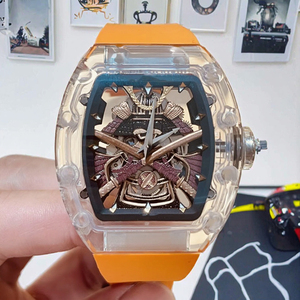 Montre mécanique de luxe sportive à bracelet en caoutchouc orange, boîtier en céramique transparente de haute qualité, cadran en cristal saphir, best-seller 2025 - Product Image 3