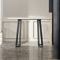 Table console élégante blanche de style nordique moderne avec pieds en métal pour salon, atelier, bureau, salle d'attente, réception, côté canapé