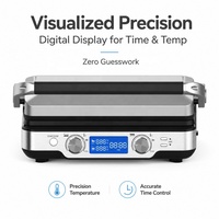 Grill de contact électrique professionnel 2300W, 6 tranches, presse à panini, grande plaque de cuisson, sans fumée, antiadhésif, céramique