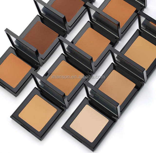 No Logo 19 Colors Mineral Vegan Pro Base Oil Control Pressed Powder Foundation Makeup Face Powder Compact for Dark Skin