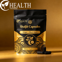 Capsules de Shilajit OEM avec gingembre et maca noire, prix d'usine, formule et emballages personnalisés pour adultes, soutien de la vitalité masculine